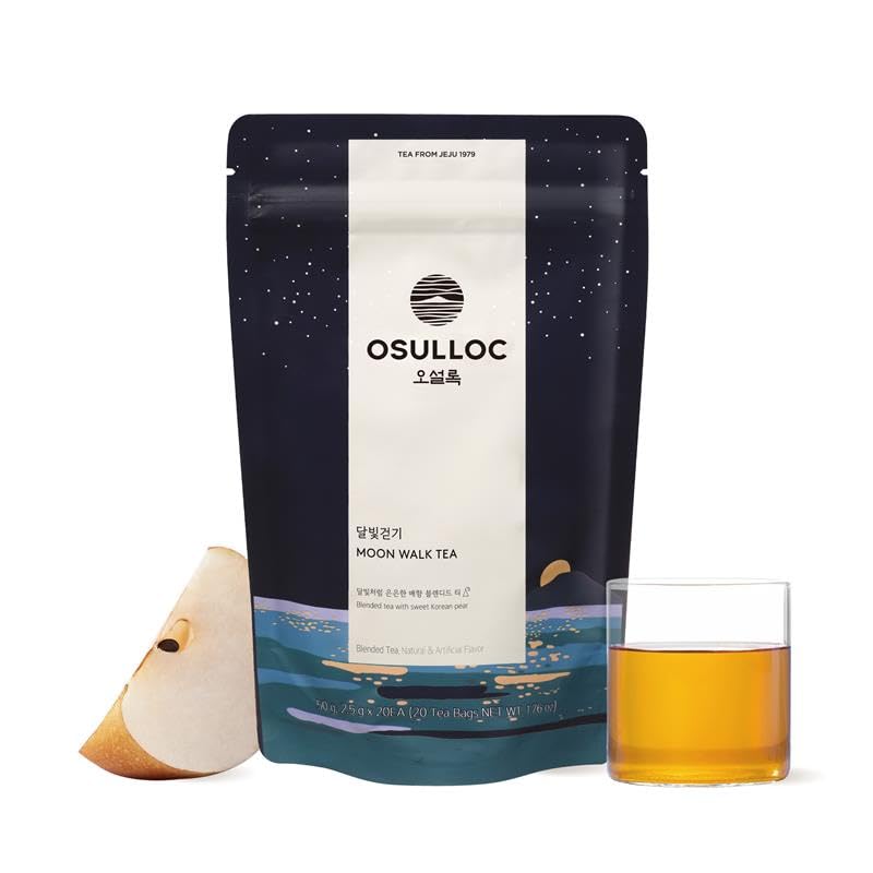Osulloc Moon Walk Tea (Korean Pear Flavor) | Sweet Fruit Tea | 20 Pyramid Tea Bags, 1.76oz