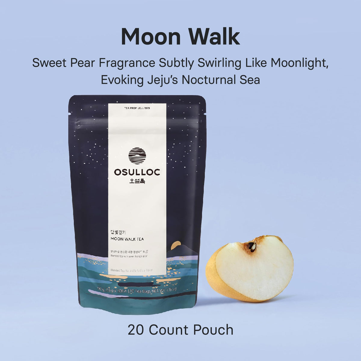 Osulloc Moon Walk Tea (Korean Pear Flavor) | Sweet Fruit Tea | 20 Pyramid Tea Bags, 1.76oz