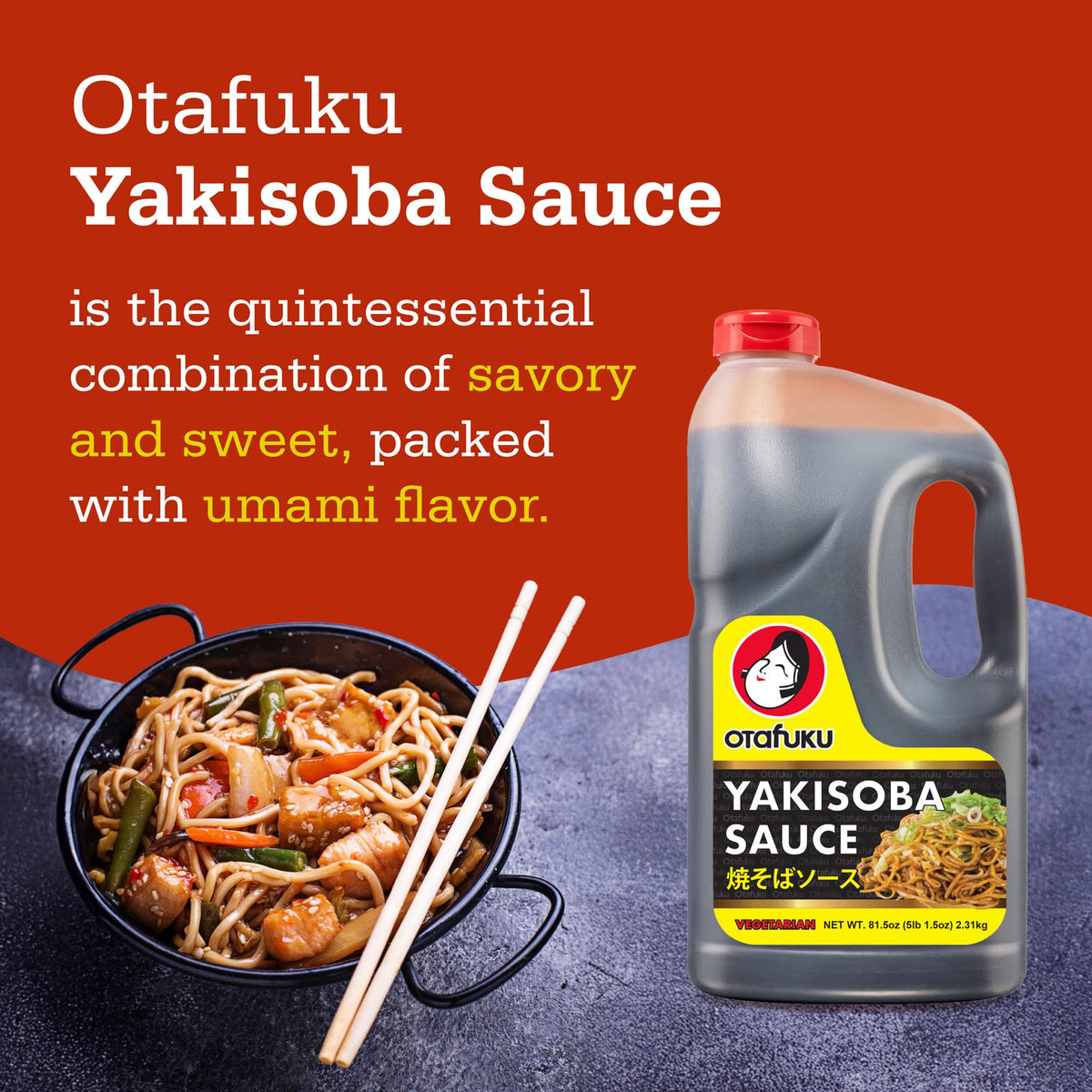 Otafuku Yakisoba Sauce – Vegan Umami for Japanese Stir-Fry, No Artificial Flavors or Preservatives, 81.5 oz Restaurant Size