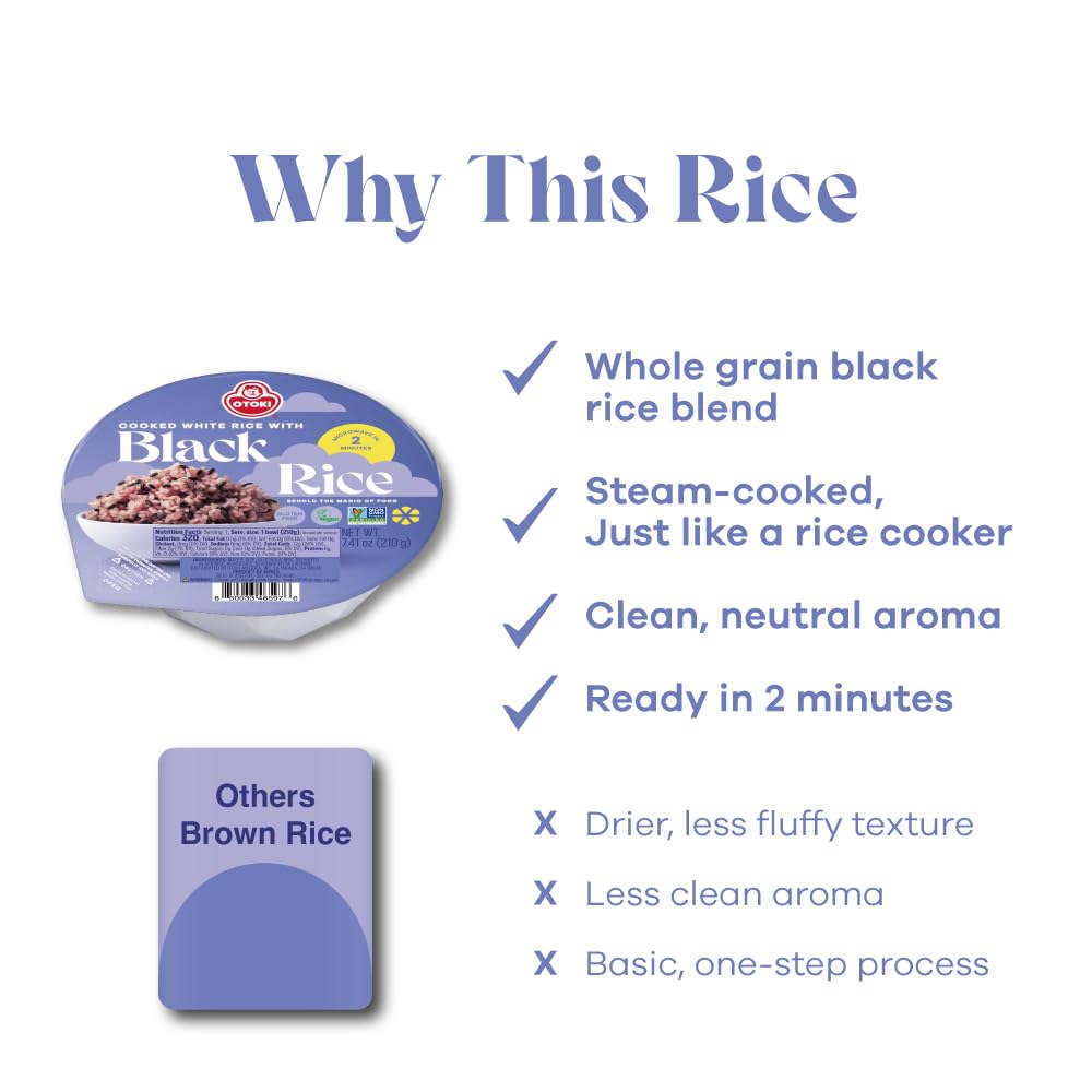 OTOKI Sprouted Black Rice Bowls – Ready in 2 Minutes, Gluten-Free & Vegan, 12 Bowls