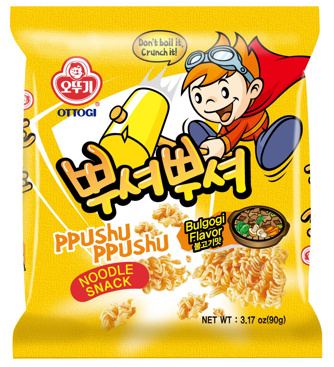 OTOKI Ppushu Ppushu Noodle Snack Bulgogi Flavor – Crunchy Korean Ramen, 90g x24 Pack