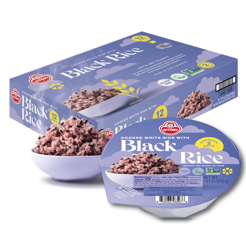 OTOKI Sprouted Black Rice Bowls – Ready in 2 Minutes, Gluten-Free & Vegan, 12 Bowls