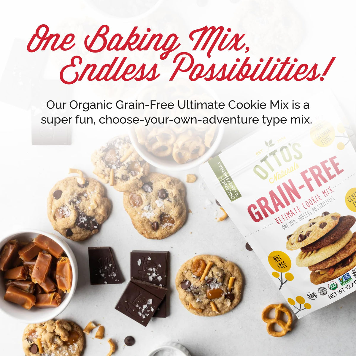 Otto's Naturals Grain-Free Ultimate Cookie Mix – 12.2 oz, 6 Pack, Top 9 Allergen-Free, Gluten Free, Vegan