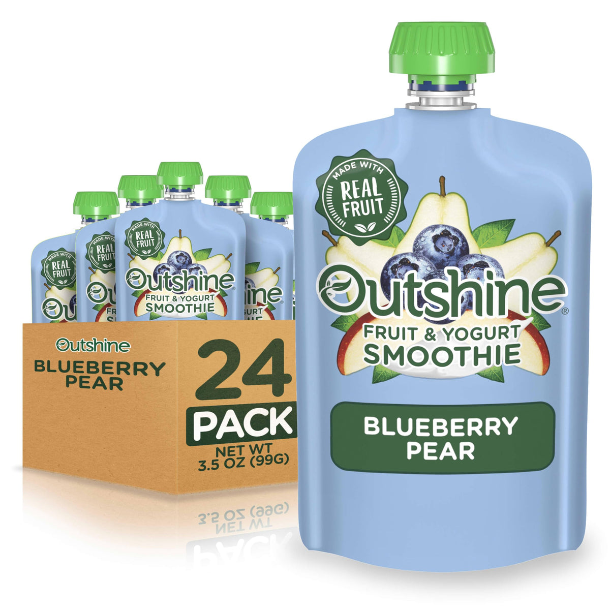 Outshine Fruit & Yogurt Smoothie Blueberry Pear – 24-Pack, 3.5oz Pouches