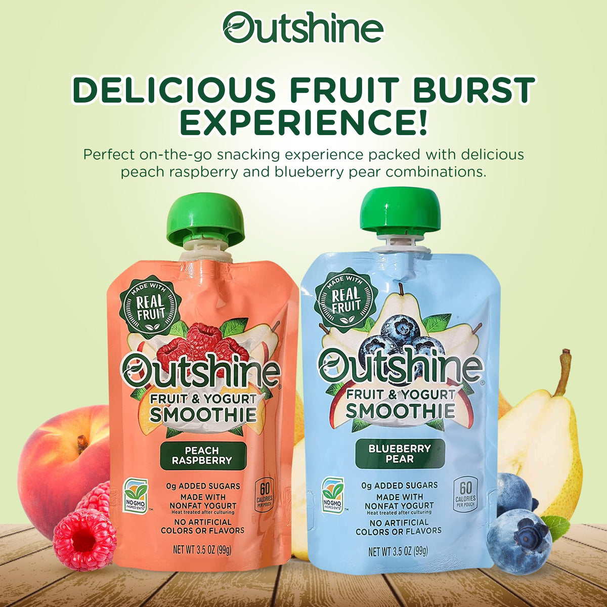 Outshine Fruit & Yogurt Smoothie Pouches – 24 Count Variety Pack
