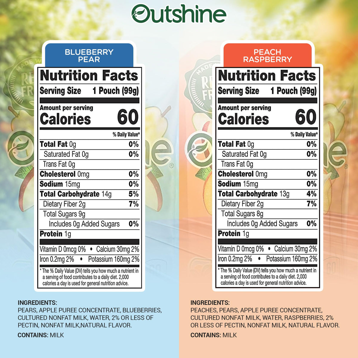 Outshine Fruit & Yogurt Smoothie Pouches – 24 Count Variety Pack