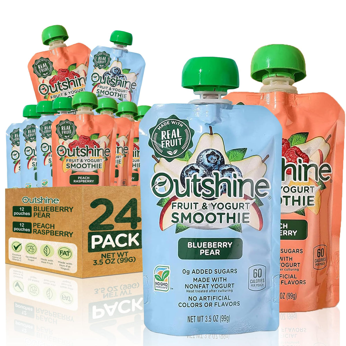 Outshine Fruit & Yogurt Smoothie Pouches – 24 Count Variety Pack