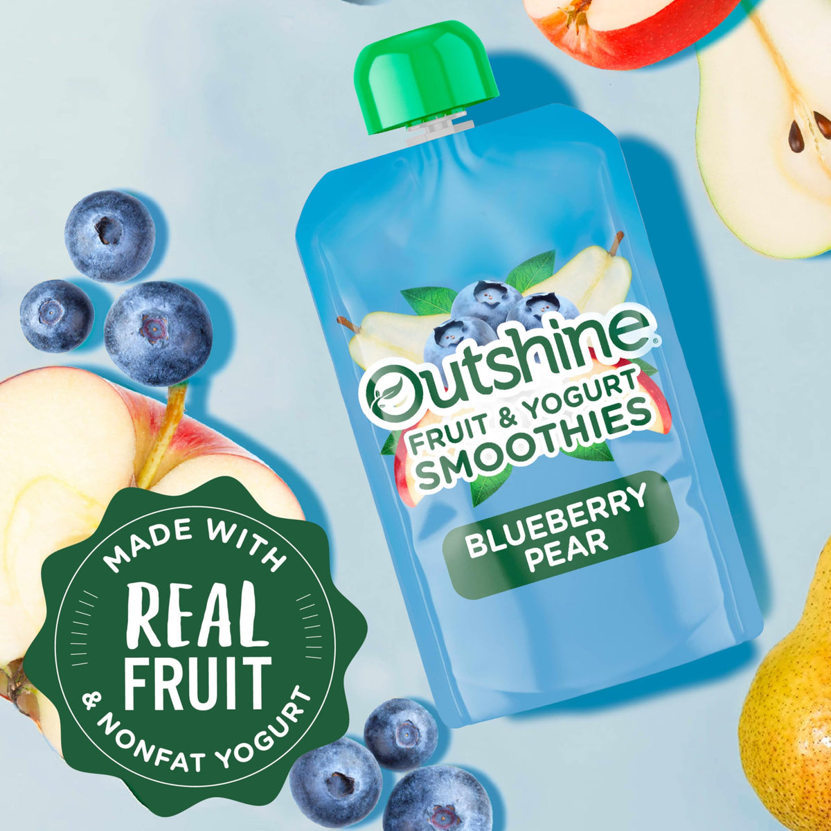 Outshine Fruit & Yogurt Smoothie Blueberry Pear – 24-Pack, 3.5oz Pouches
