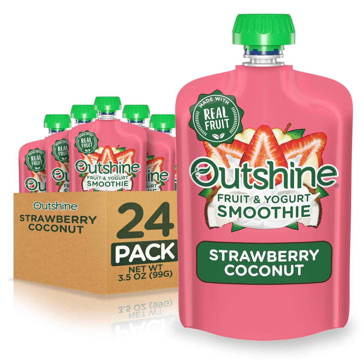 Outshine Smoothie Strawberry Coconut Fruit & Yogurt Pouches – 24 Pack