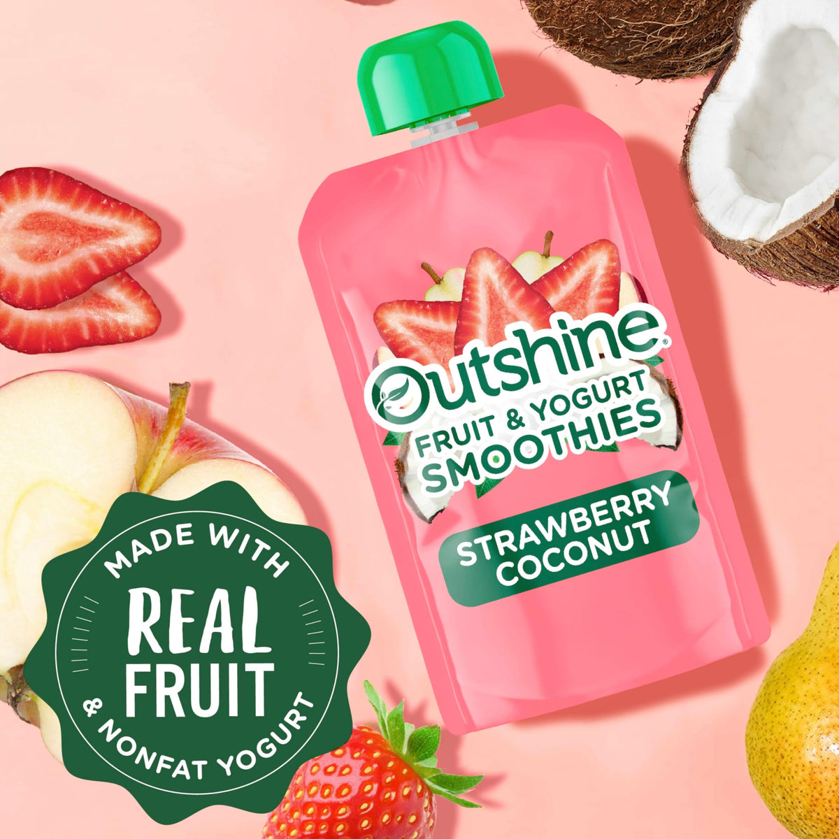 Outshine Smoothie Strawberry Coconut Fruit & Yogurt Pouches – 24 Pack
