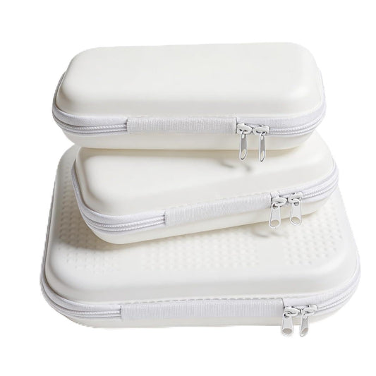 OUXIA 3 Pcs Hard Shell Zipper Case, Hard Plastic Zipper Case, Travel Toiletry Bag, Diaper Bag Organizer Pouches Matte Hard Shell Cosmetic/Toiletry Pouch, Travel Organizer, Toy Storage Bins for Travel