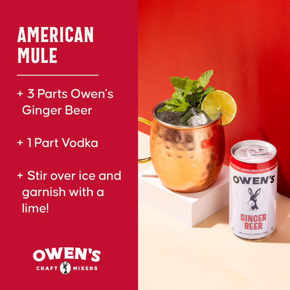 Owen's Ginger Beer - Premium Cocktail Mixer with Real Ginger Root & Fresh Lime | 8.2oz Cans (24 Pack)