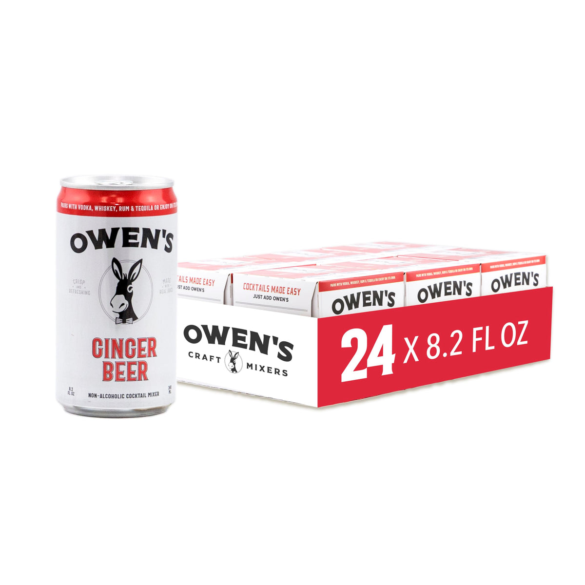 Owen's Ginger Beer - Premium Cocktail Mixer with Real Ginger Root & Fresh Lime | 8.2oz Cans (24 Pack)
