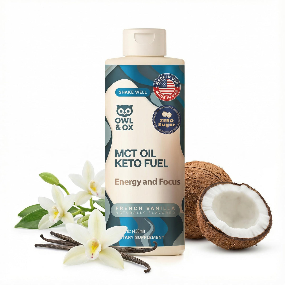 Owl & Ox MCT Oil Coffee Creamer Vanilla – Keto, Dairy-Free, 30 Servings