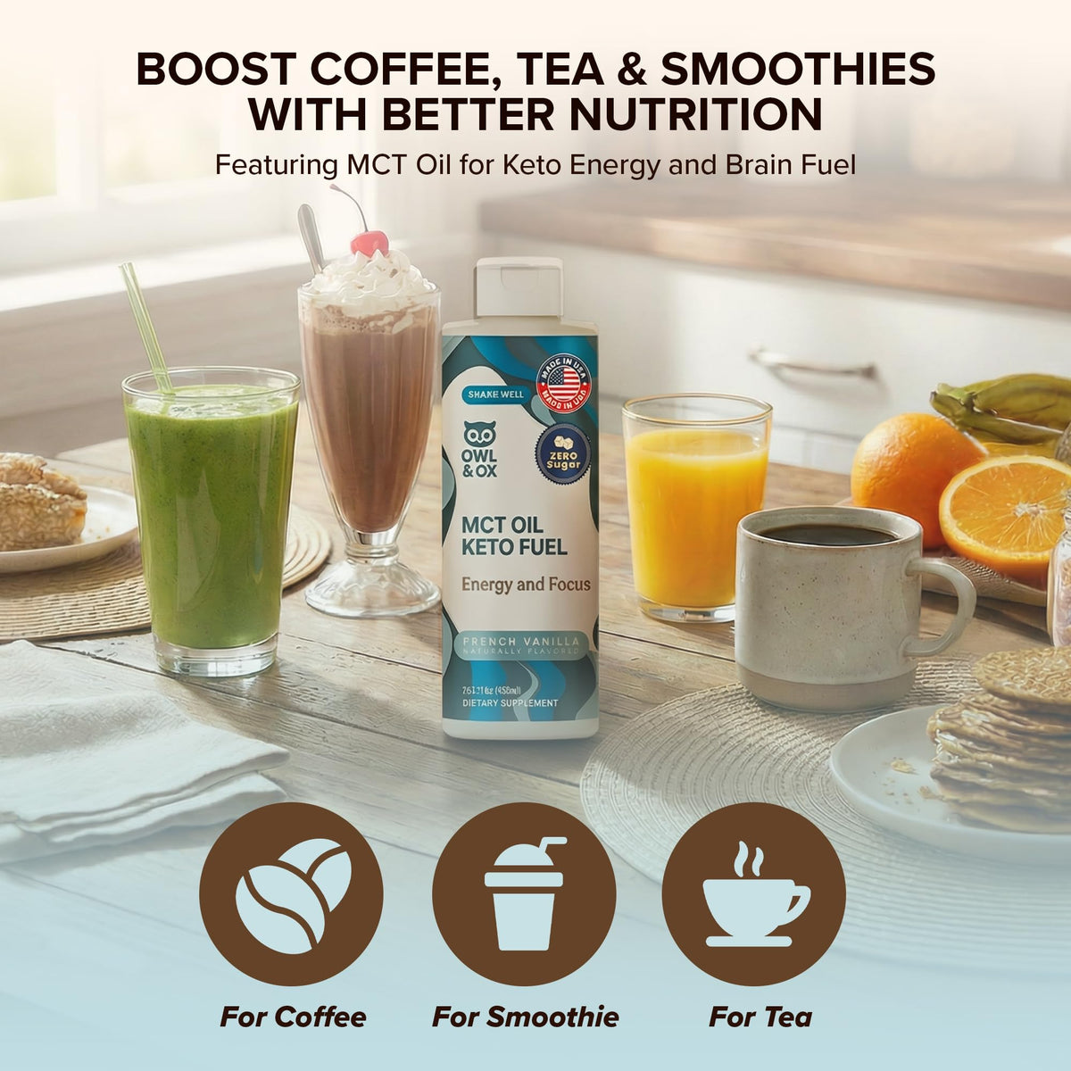 Owl & Ox MCT Oil Coffee Creamer Vanilla – Keto, Dairy-Free, 30 Servings