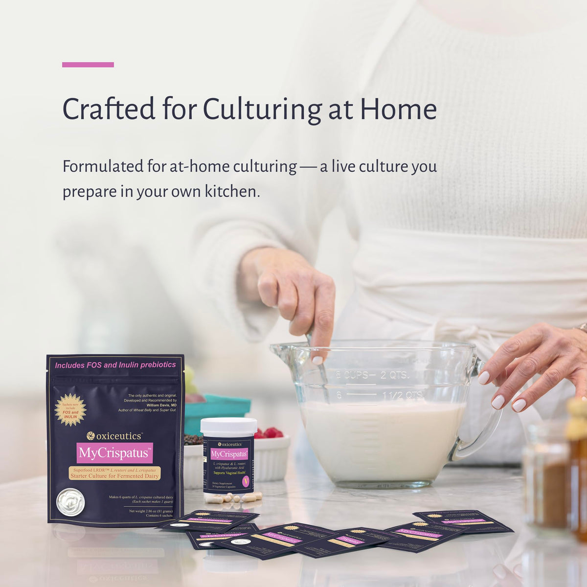 Oxiceutics MyCrispatus Complete Starter Culture – L. crispatus + LRDR L. reuteri with FOS/Inulin Prebiotic Blend