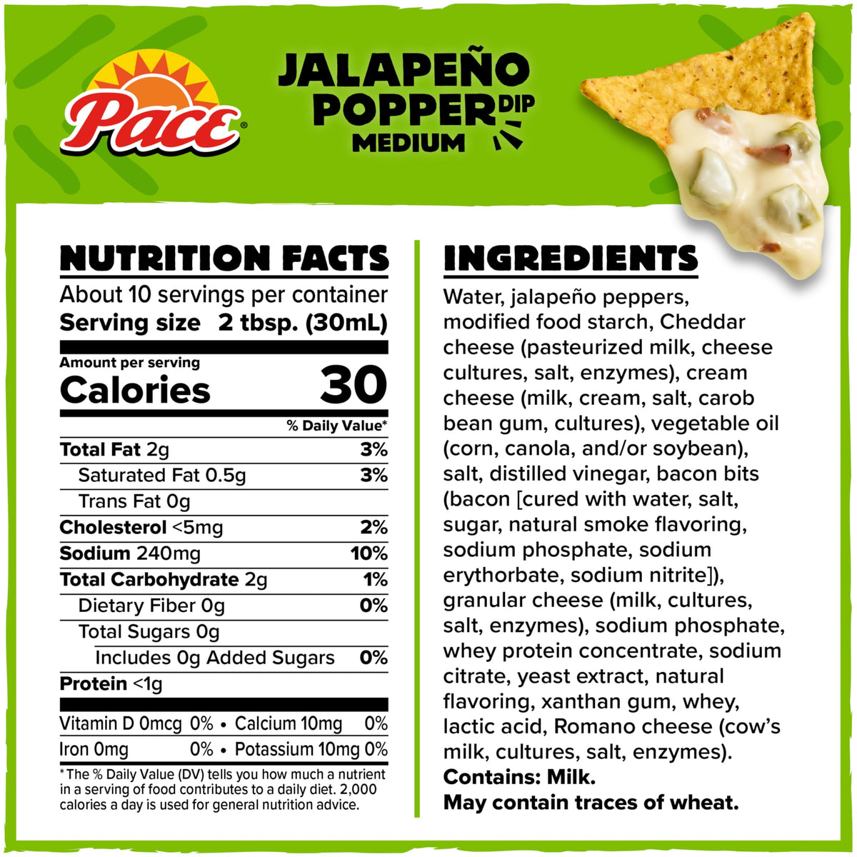 Pace Jalapeño Popper Dip, 11 oz Microwavable Bowls (8 Pack) – Creamy Queso Dip for Chips