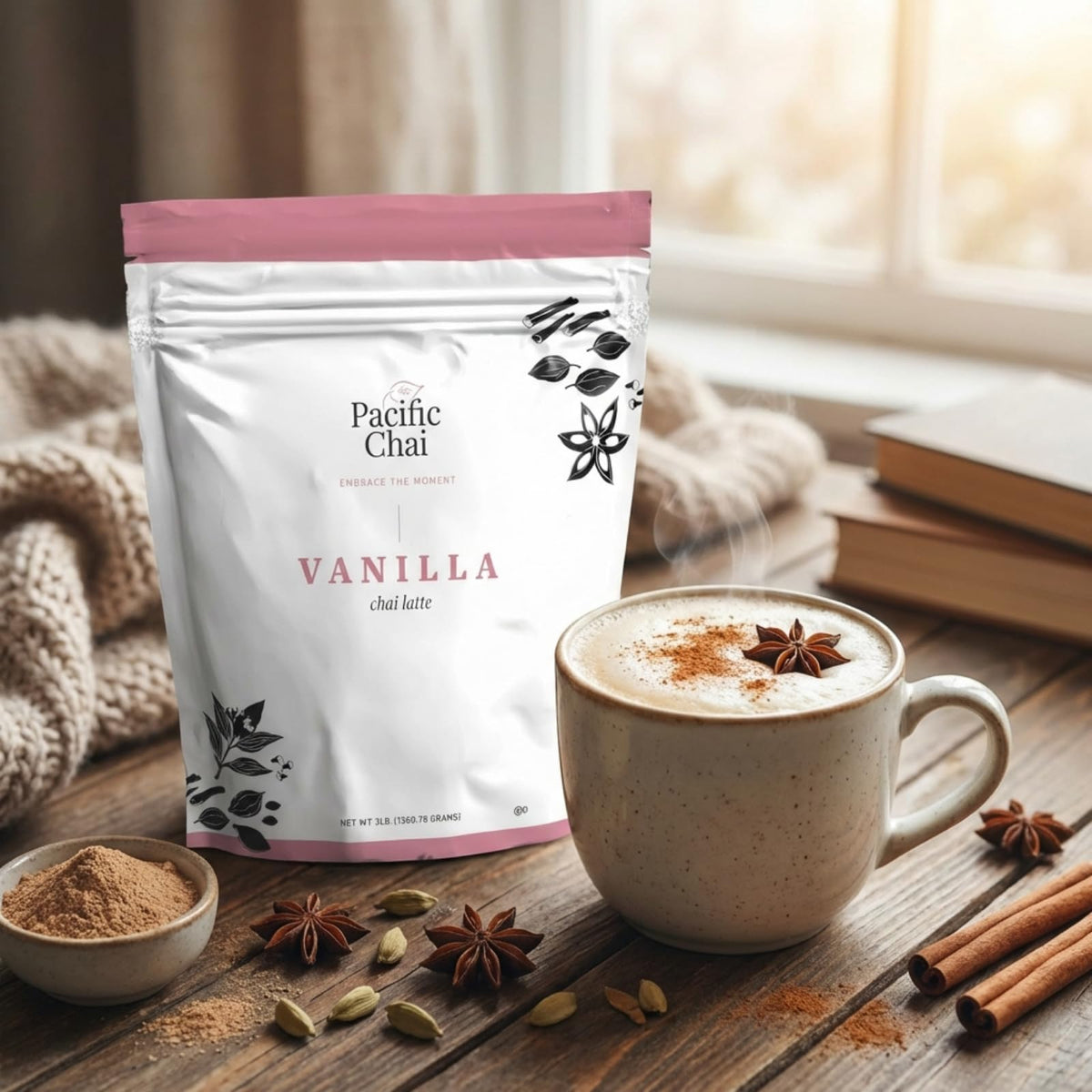 Pacific Chai Vanilla Chai Latte Mix | Instant Latte Powder (3 lb), Gluten Free & Kosher