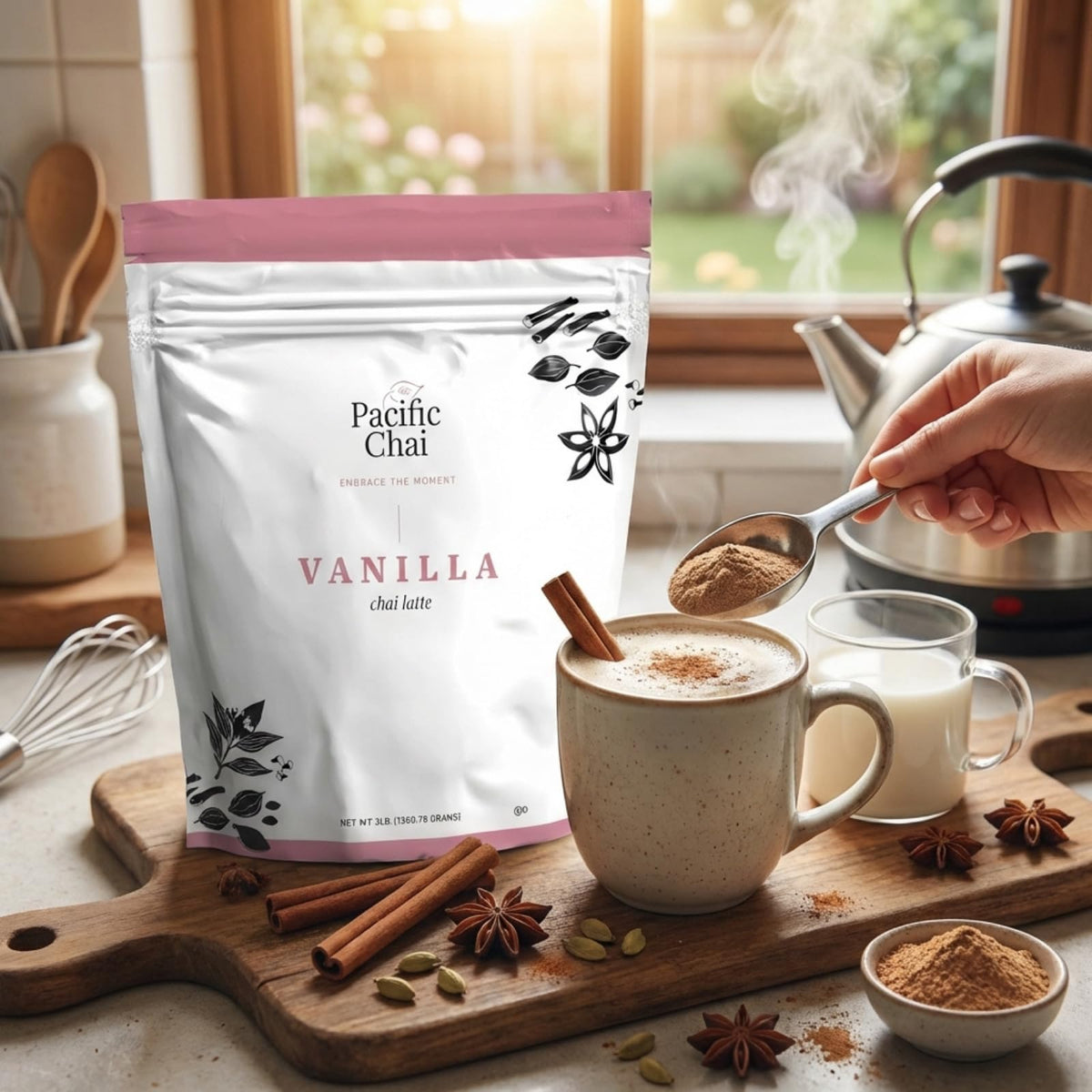 Pacific Chai Vanilla Chai Latte Mix | Instant Latte Powder (3 lb), Gluten Free & Kosher
