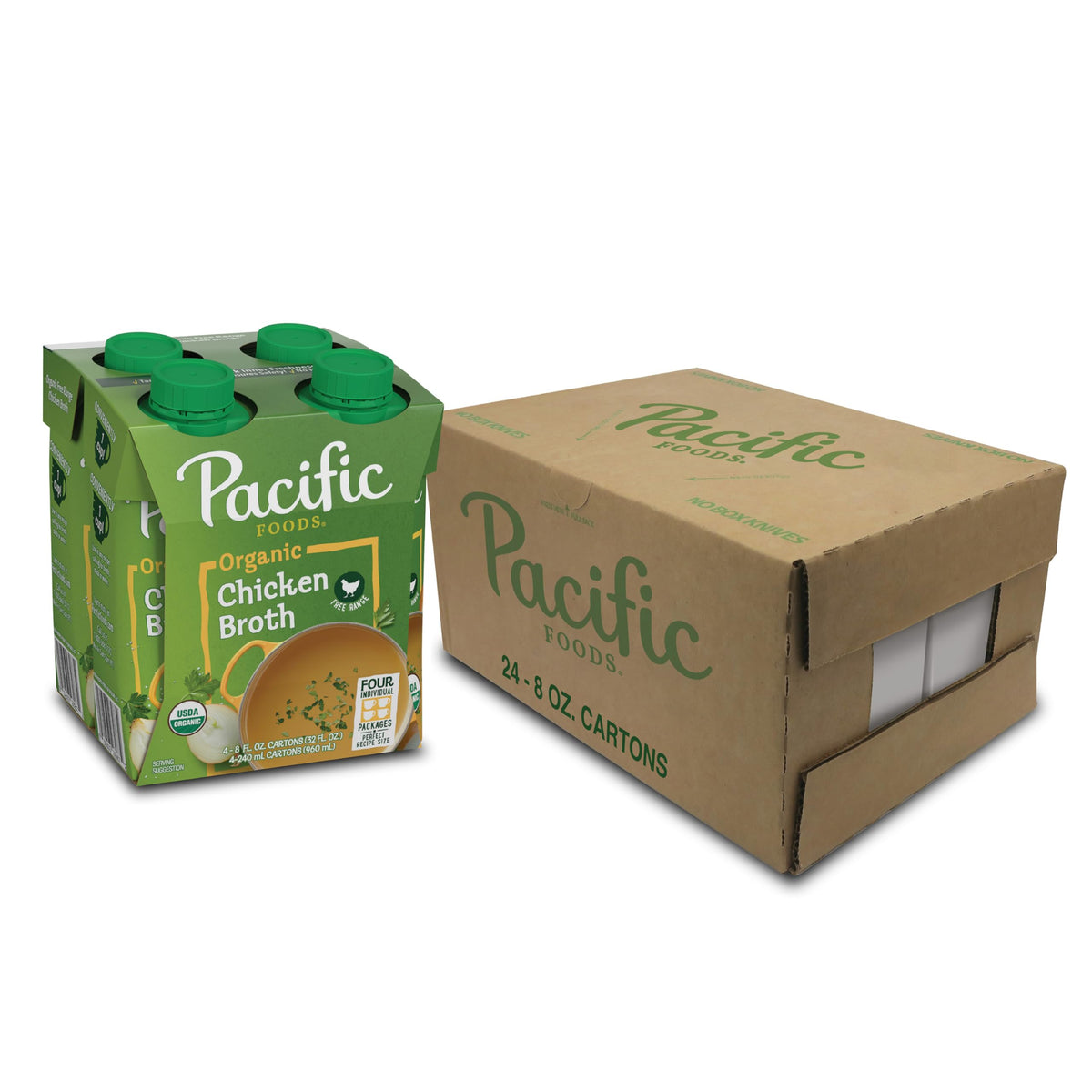 Pacific Foods Organic Free-Range Chicken Broth – 8 oz Carton (24 Pack)