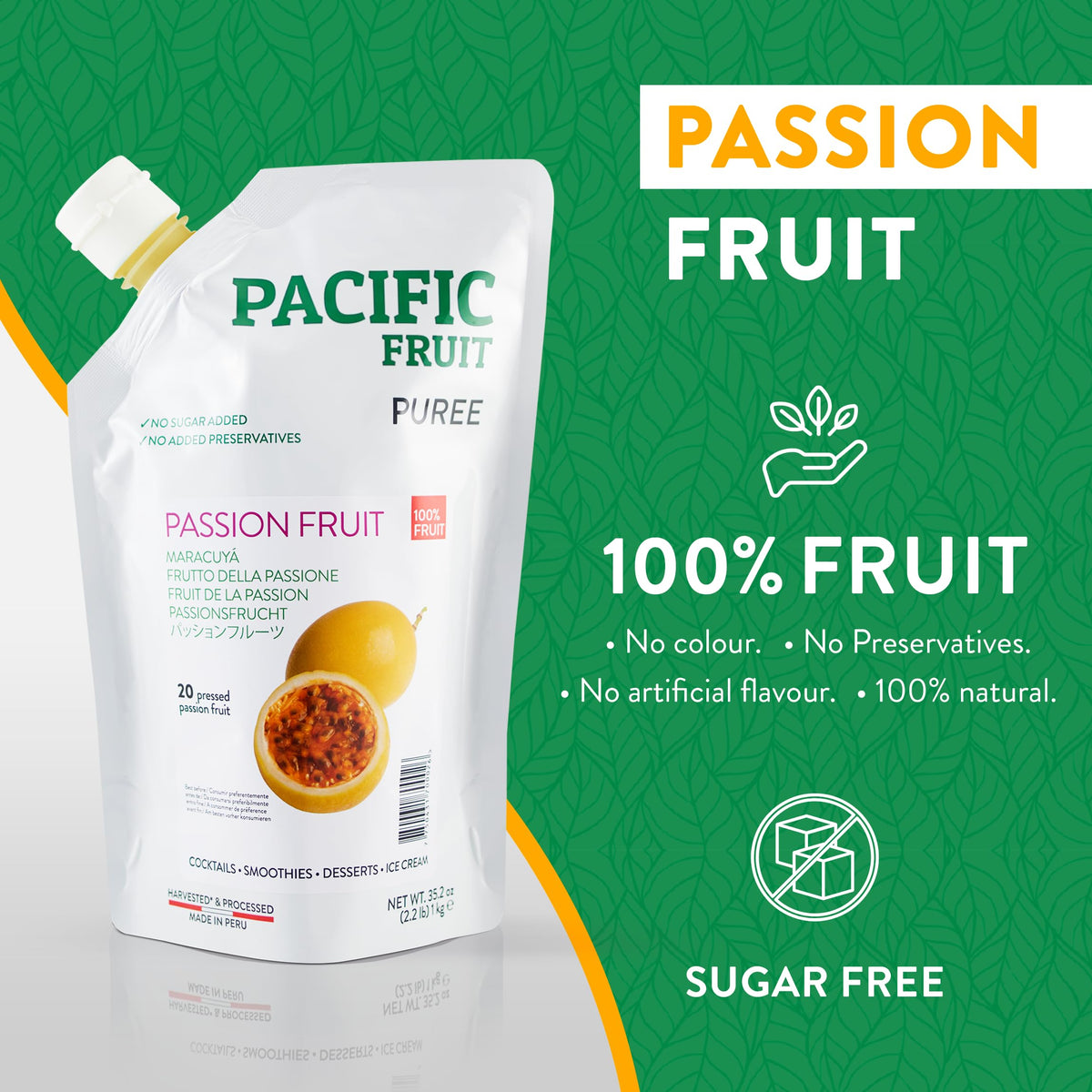 Pacific Fruit Pura Fruta Passion Fruit Juice — Real Seedless Pulp, Not From Concentrate, Fresh Nectar for Cocktails