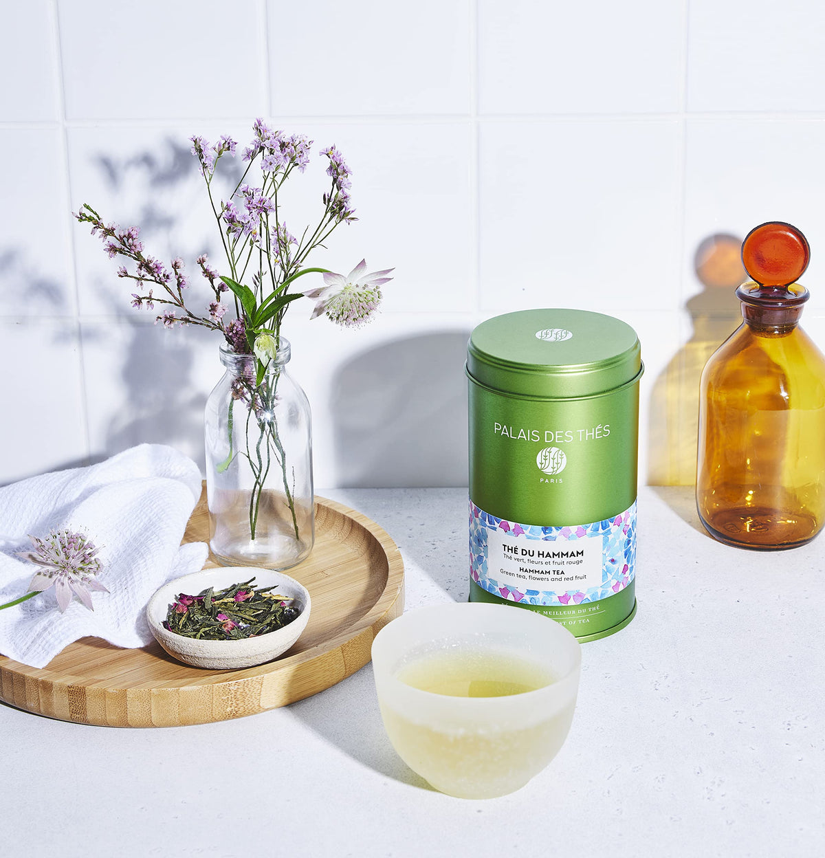 Palais des Thés Hammam Tea – Green Tea, Rose & Red Berries | Premium Loose Leaf (20-25 Cups)
