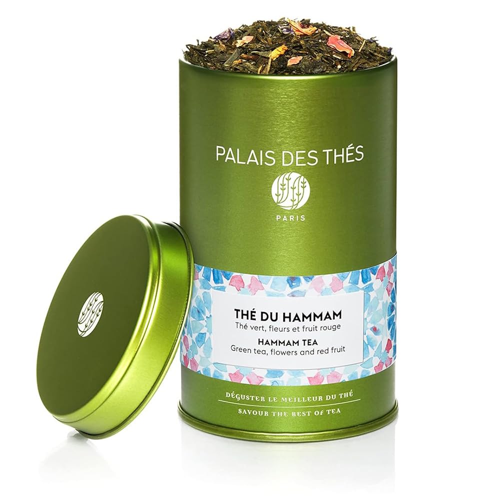 Palais des Thés Hammam Tea – Green Tea, Rose & Red Berries | Premium Loose Leaf (20-25 Cups)