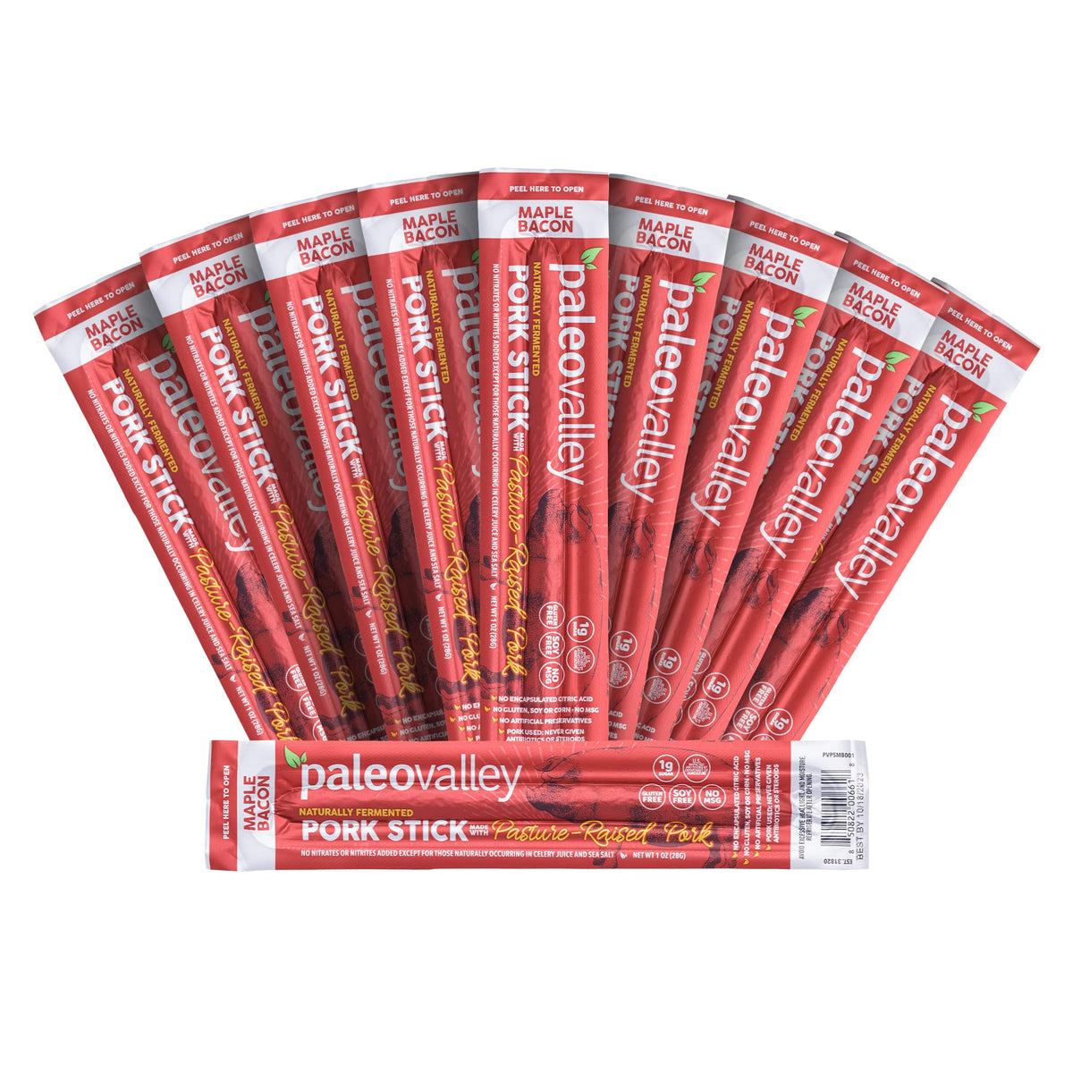 Paleovalley Pasture-Raised Pork Sticks – Maple Bacon (Gluten-Free)
