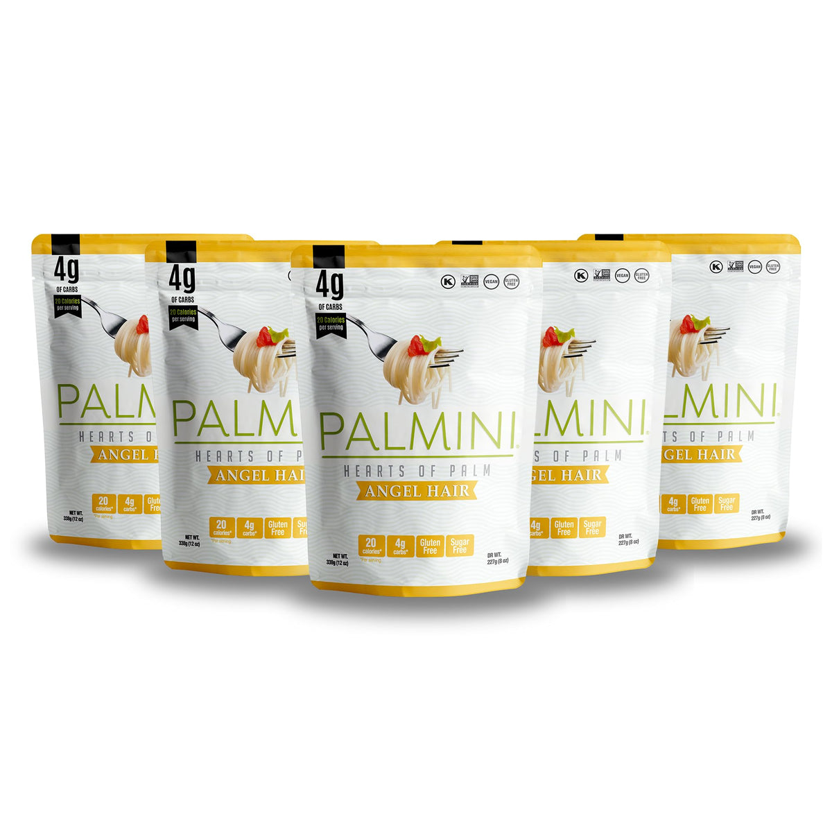Palmini Angel Hair Pasta | Low-Carb Hearts of Palm Noodles | Keto, Gluten Free, Vegan | As Seen on Shark Tank | 6 x 12oz Pouches