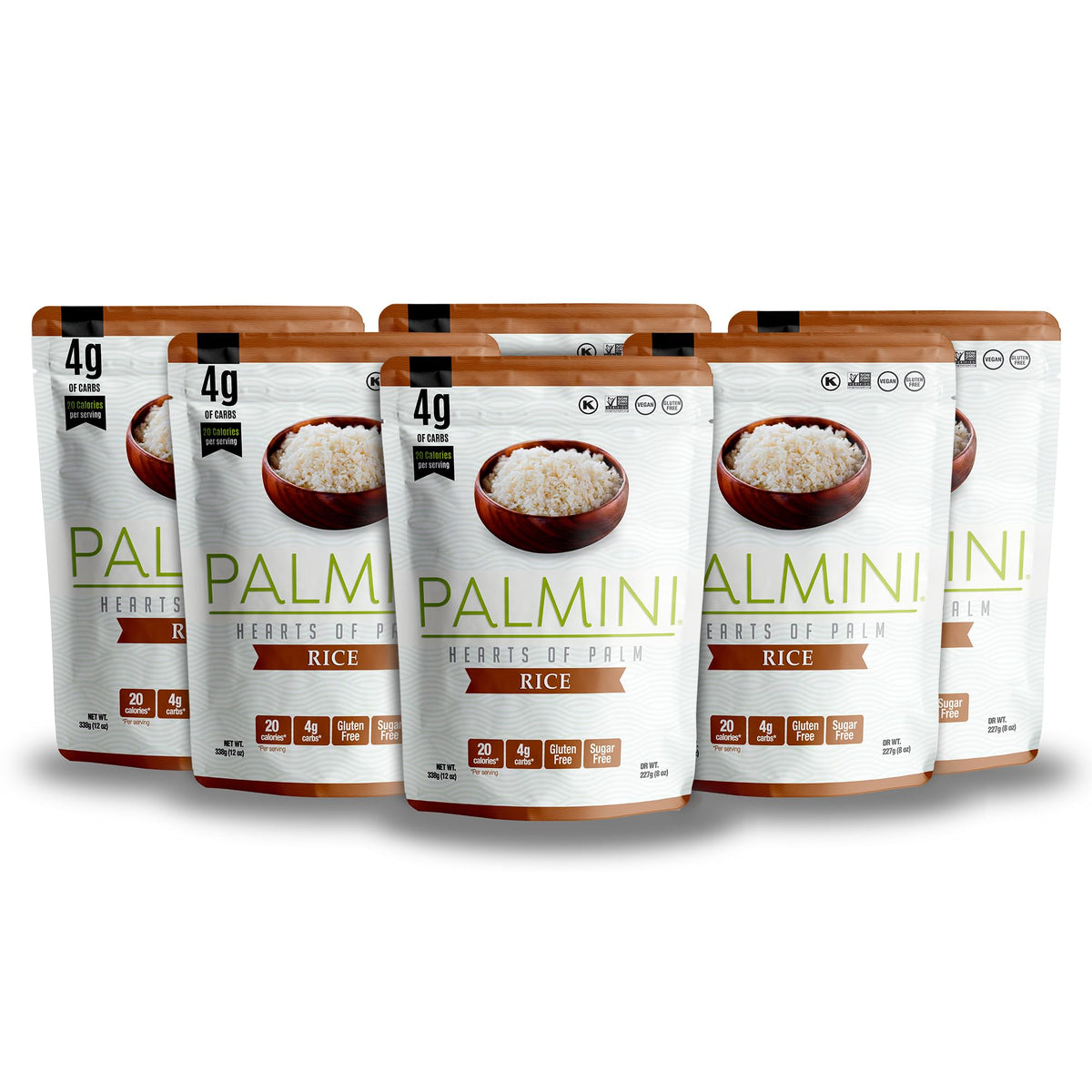 Palmini Rice — Low-Carb Hearts of Palm Rice for Keto, Gluten-Free & Vegan | Pack of 6 (12 oz each)