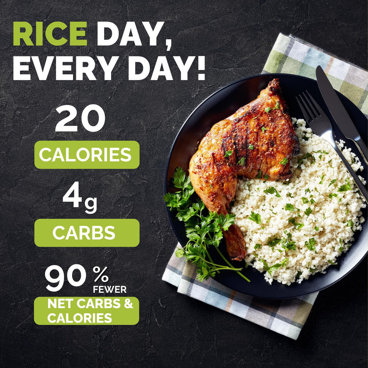 Palmini Rice — Low-Carb Hearts of Palm Rice for Keto, Gluten-Free & Vegan | Pack of 6 (12 oz each)