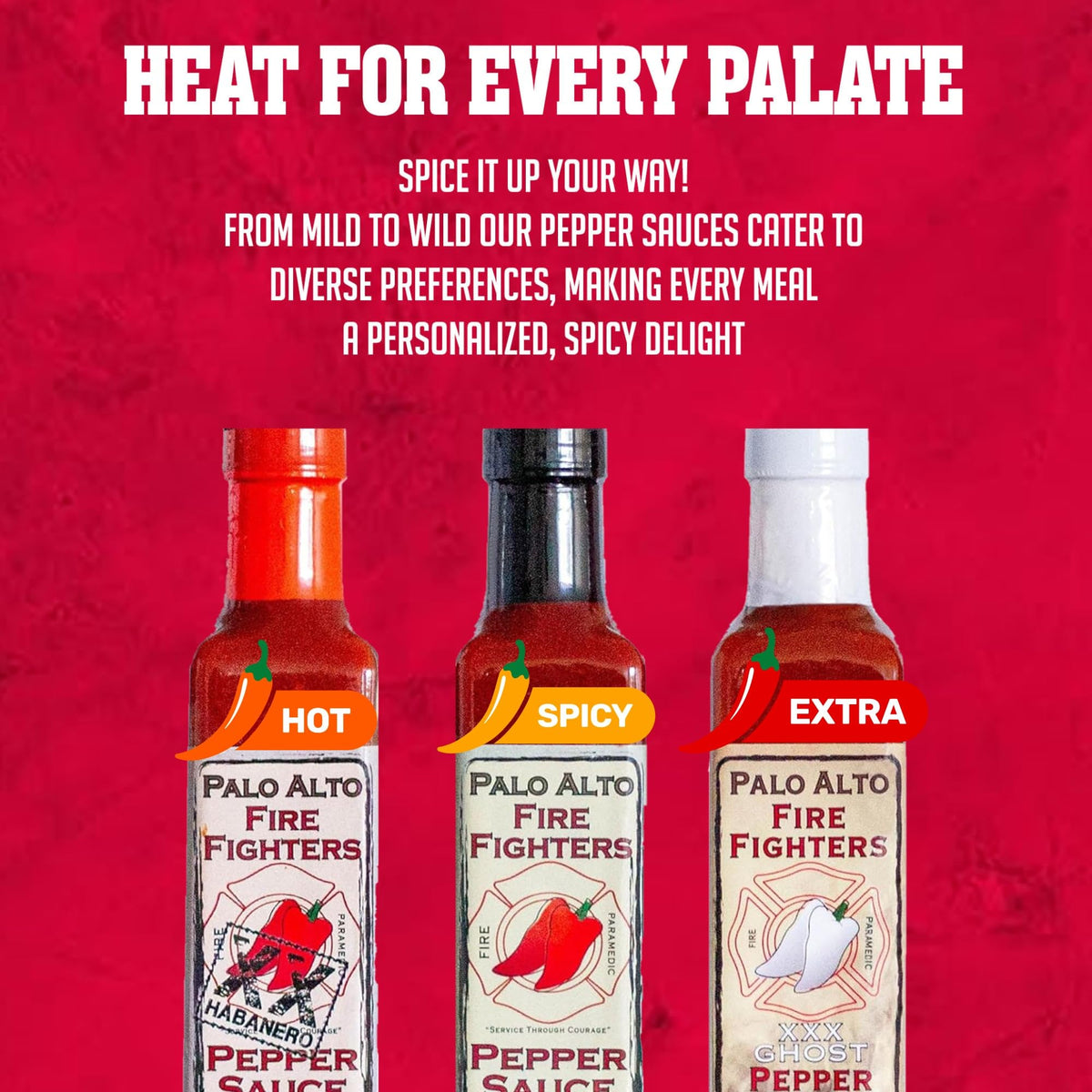Palo Alto Firefighters Pepper Sauce (8.5oz) – Pack of 2 – Salt Free, No Sodium