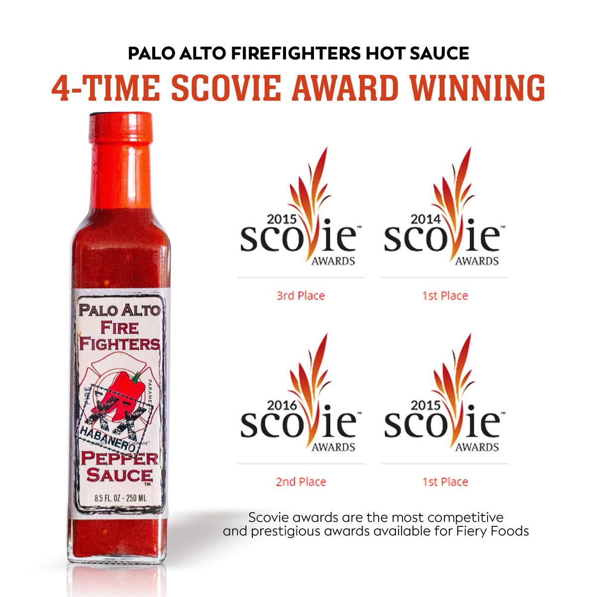 Palo Alto Firefighters Pepper Sauce (8.5oz) – Pack of 2 – Salt Free, No Sodium
