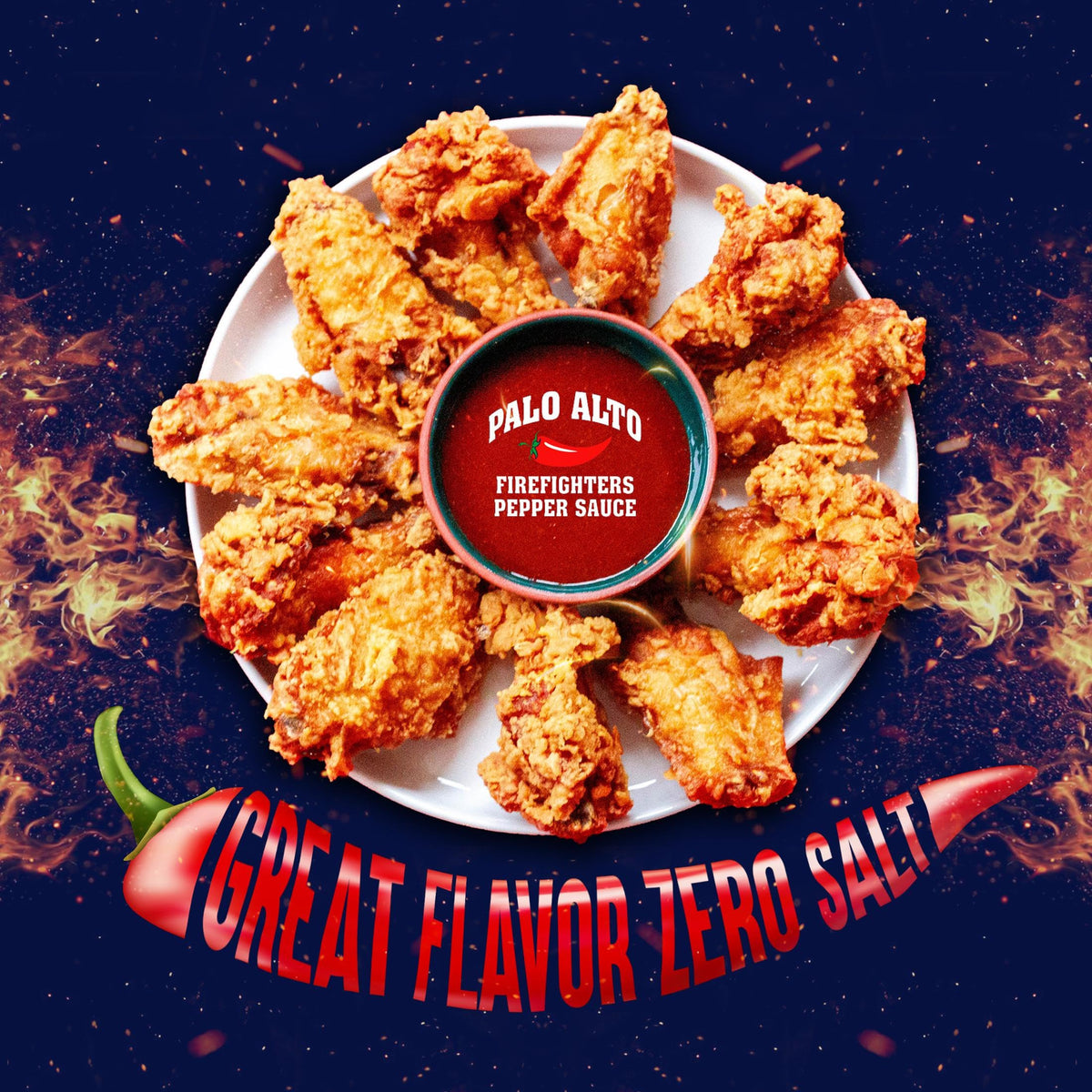 Palo Alto Firefighters Pepper Sauce (8.5oz) – Pack of 2 – Salt Free, No Sodium