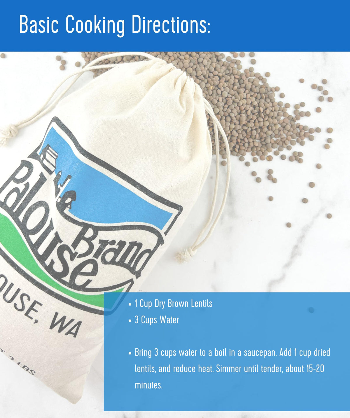 Palouse Brand Glyphosate Residue Free Brown Lentils – 5 LBS, Non-GMO, Kosher