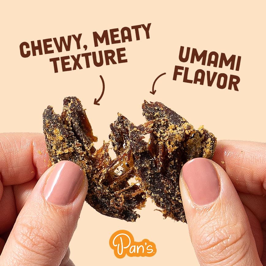 Pan's Mushroom Jerky | Vegan Shiitake Snack, Teriyaki, Gluten Free, High Fiber (2.2 oz x 3)
