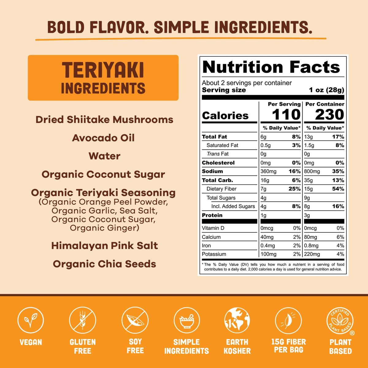 Pan's Mushroom Jerky | Vegan Shiitake Snack, Teriyaki, Gluten Free, High Fiber (2.2 oz x 3)
