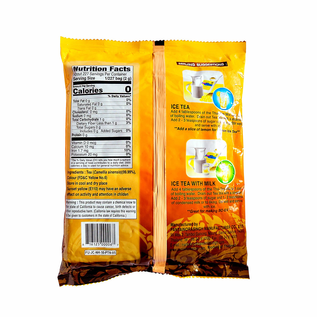Pantai Norasingh Thai Iced Tea Mix – Traditional Restaurant Style, 16 oz (Pack of 6)