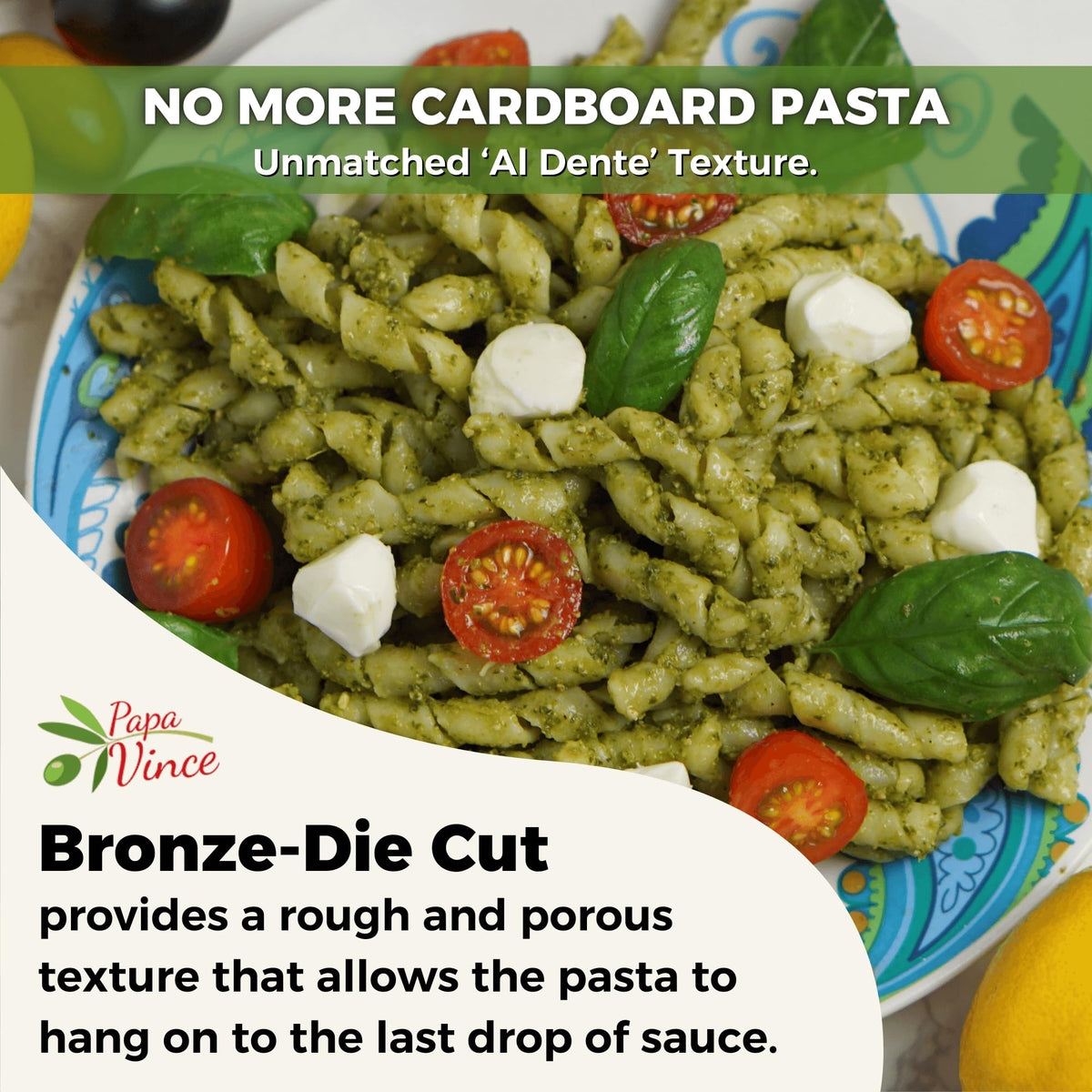 Papa Vince Organic Non Enriched Pasta — Ancient Sicilian Durum Busiate, Slow-Dried Bronze Die-Cut