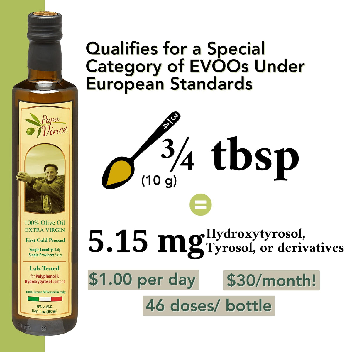 Papa Vince Olive Oil Extra Virgin – First Cold Press, Polyphenol Rich, Sicilian Harvest 2024/25