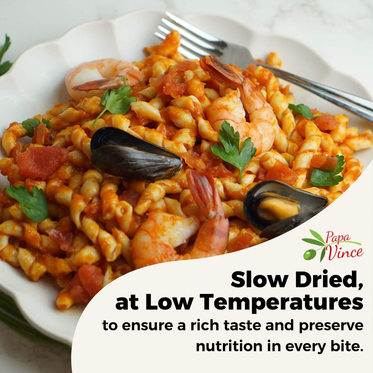 Papa Vince Organic Non Enriched Pasta — Ancient Sicilian Durum Busiate, Slow-Dried Bronze Die-Cut