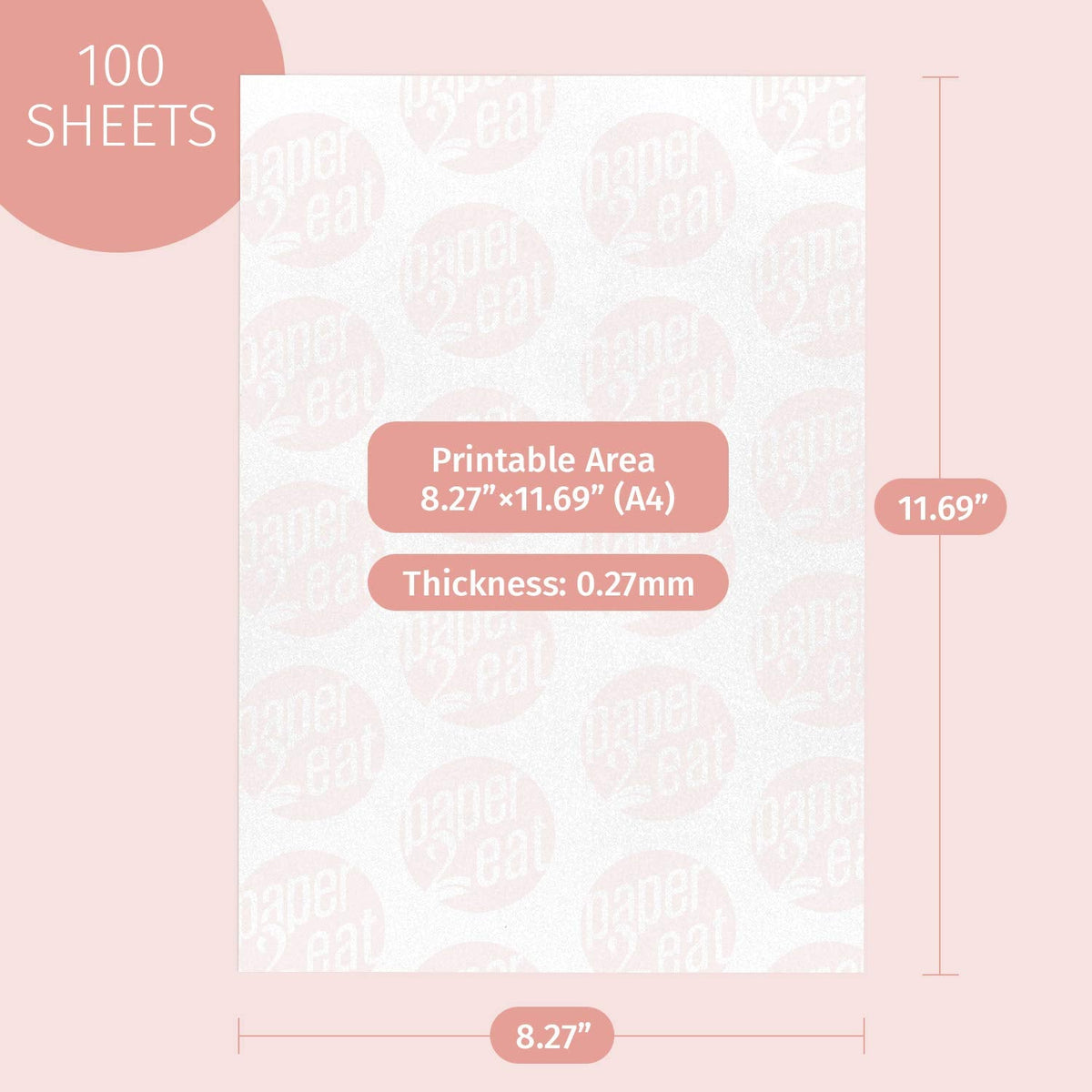 paper2eat Edible Wafer Paper Sheets – 8.5 x 11 in, 0.30 mm, 100 Count