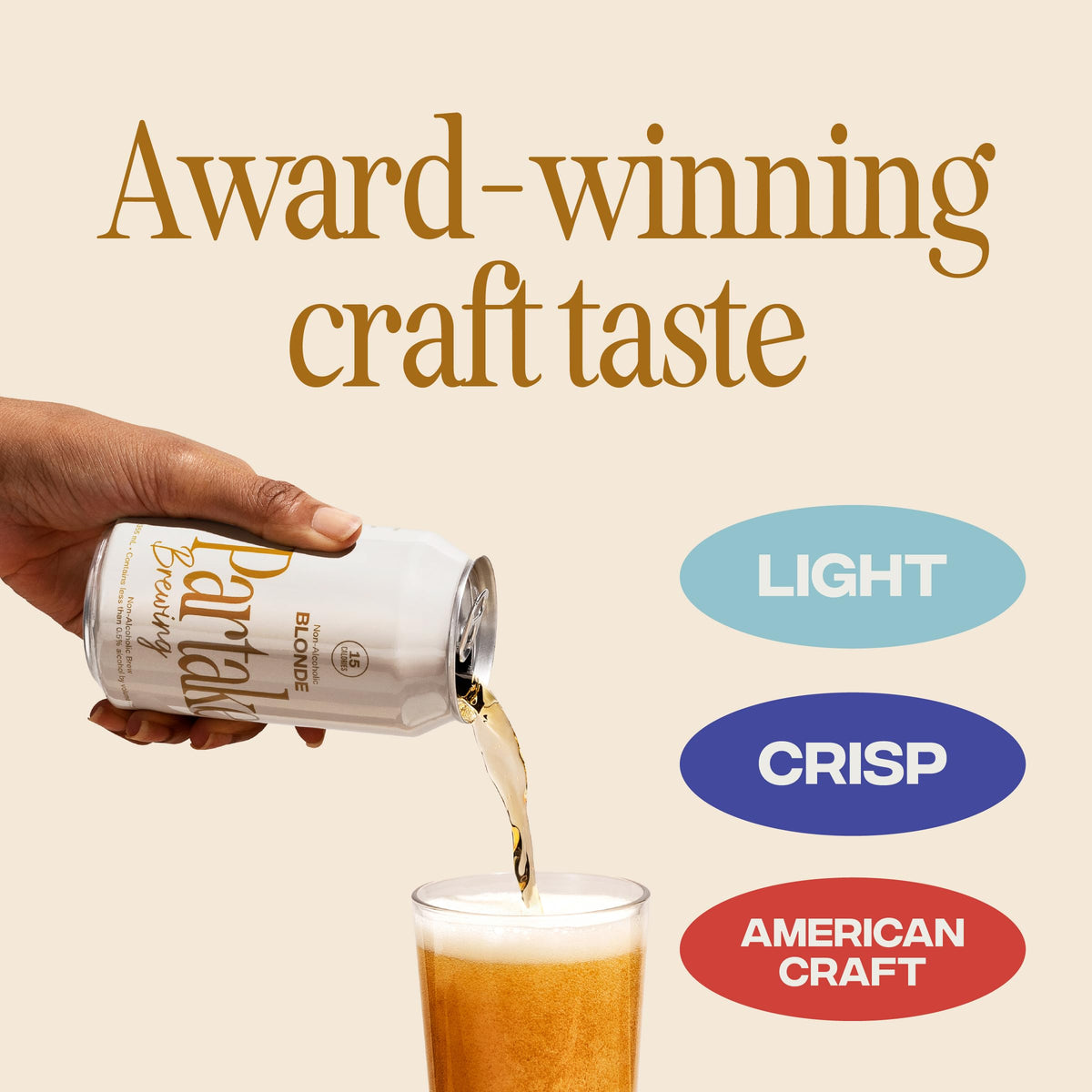 Partake Blonde Non Alcoholic Beer – Low Calorie, No Sugar, 12 Pack
