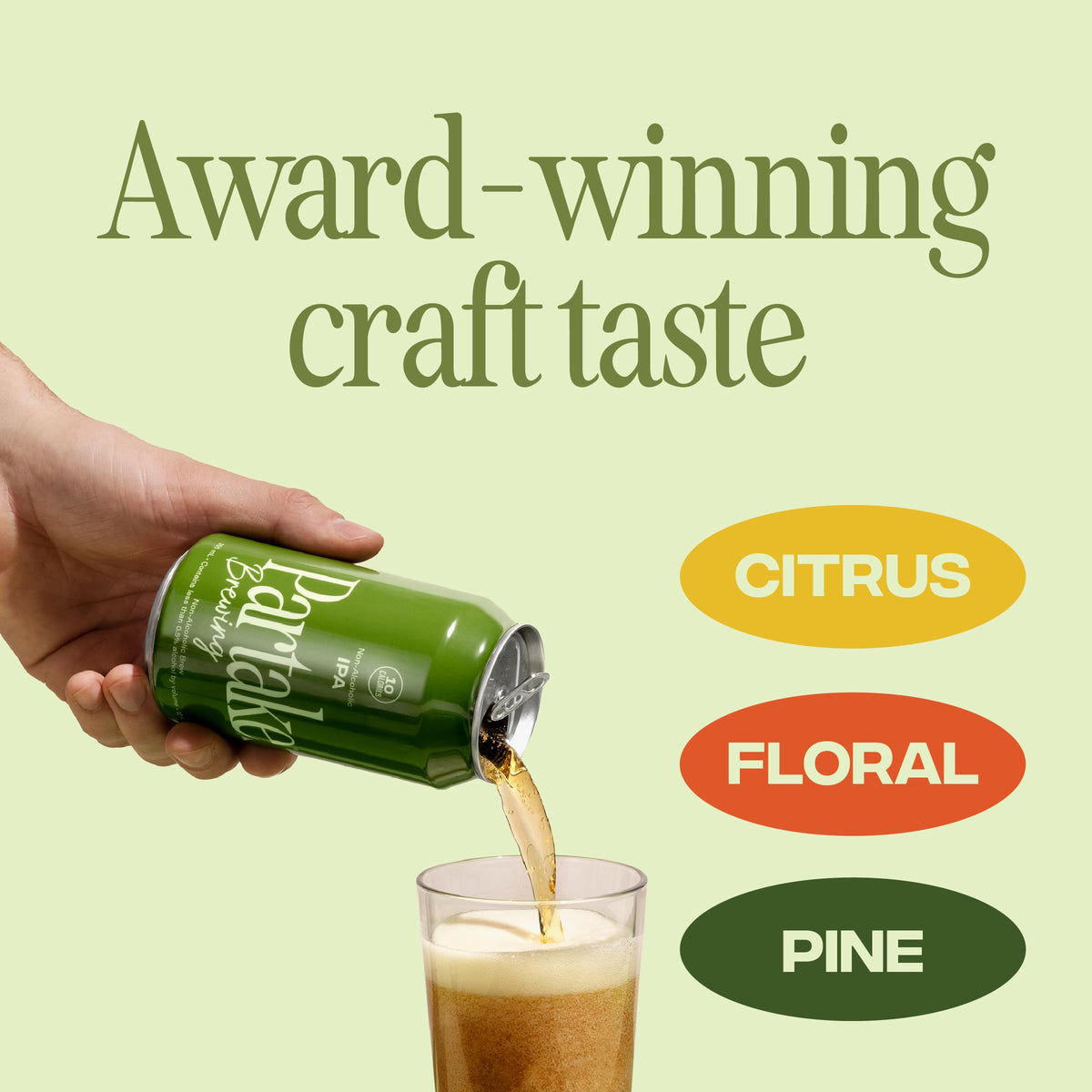 Partake Non-Alcoholic IPA — Low-Cal, All-Natural Craft Beer (12 Pack)