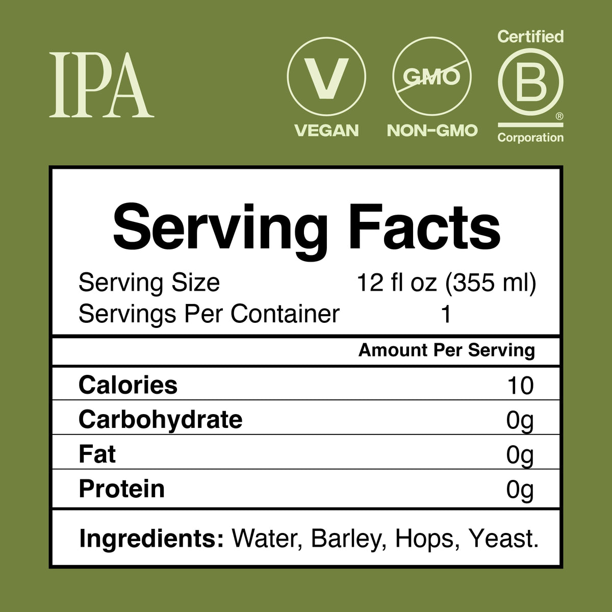 Partake Non-Alcoholic IPA — Low-Cal, All-Natural Craft Beer (12 Pack)