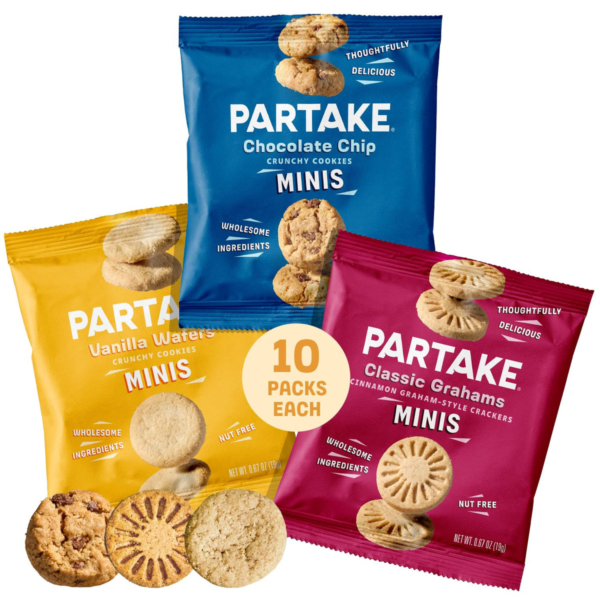 Partake Gluten Free Mini Cookies & Graham Crackers Variety Pack – Vegan & Allergen-Free