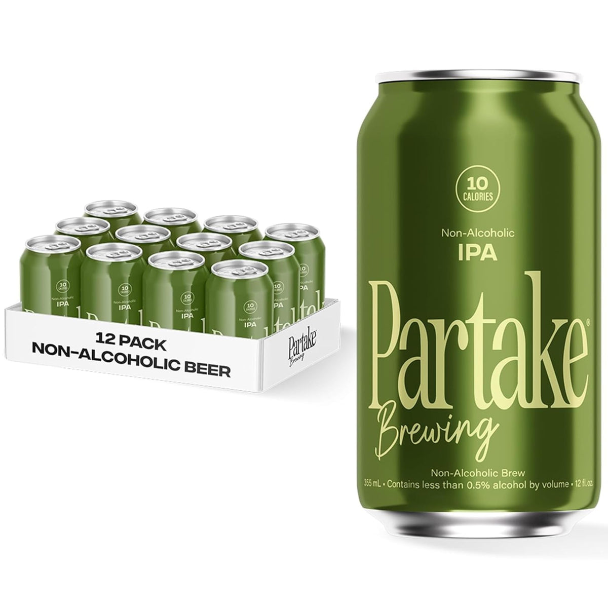 Partake Non-Alcoholic IPA — Low-Cal, All-Natural Craft Beer (12 Pack)