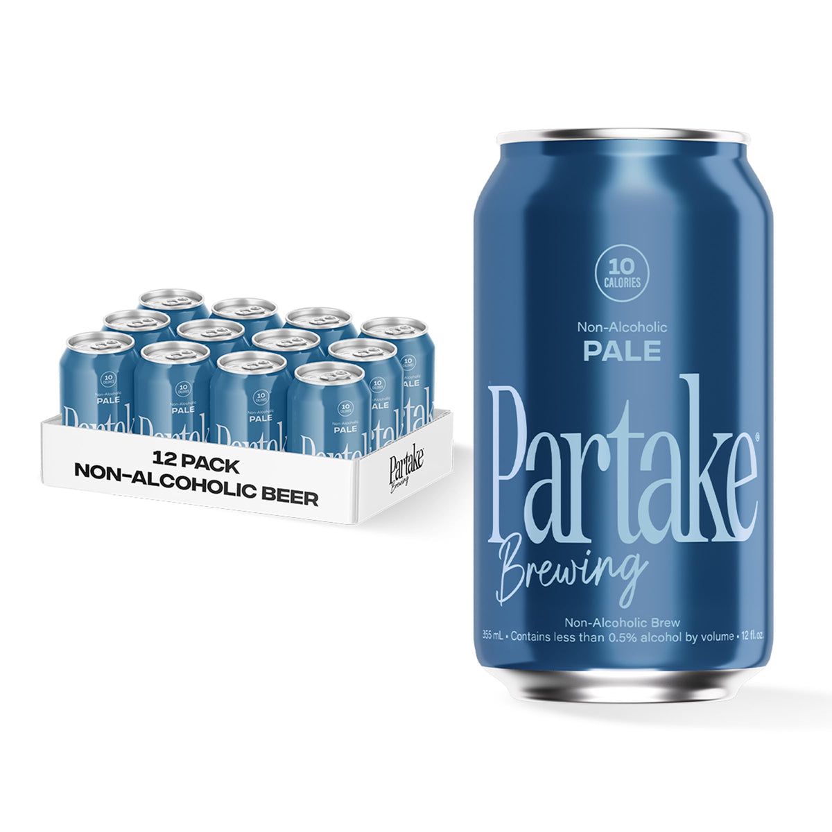 Partake Pale Ale – Non-Alcoholic Craft Beer, 12 Pack, 12 oz Cans | Low Cal, No Sugar, All Natural