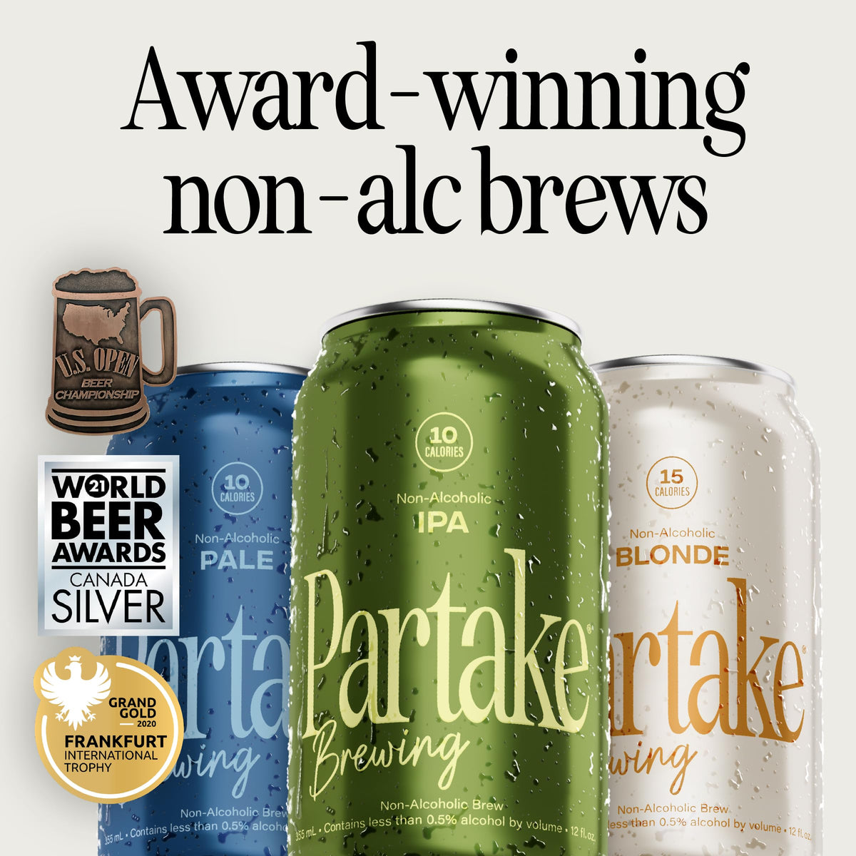 Partake Pale Ale – Non-Alcoholic Craft Beer, 12 Pack, 12 oz Cans | Low Cal, No Sugar, All Natural