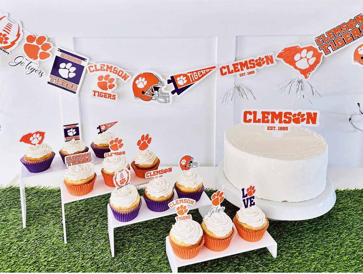 PartyKandy Clemson Tigers 42-Piece Party Decor Kit – Banner & Toppers